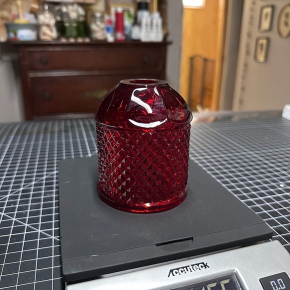 Viking Glass Ruby Red/Amberina Diamond Point Fairy Lamp Light Candle Displays - Picture 7 of 9